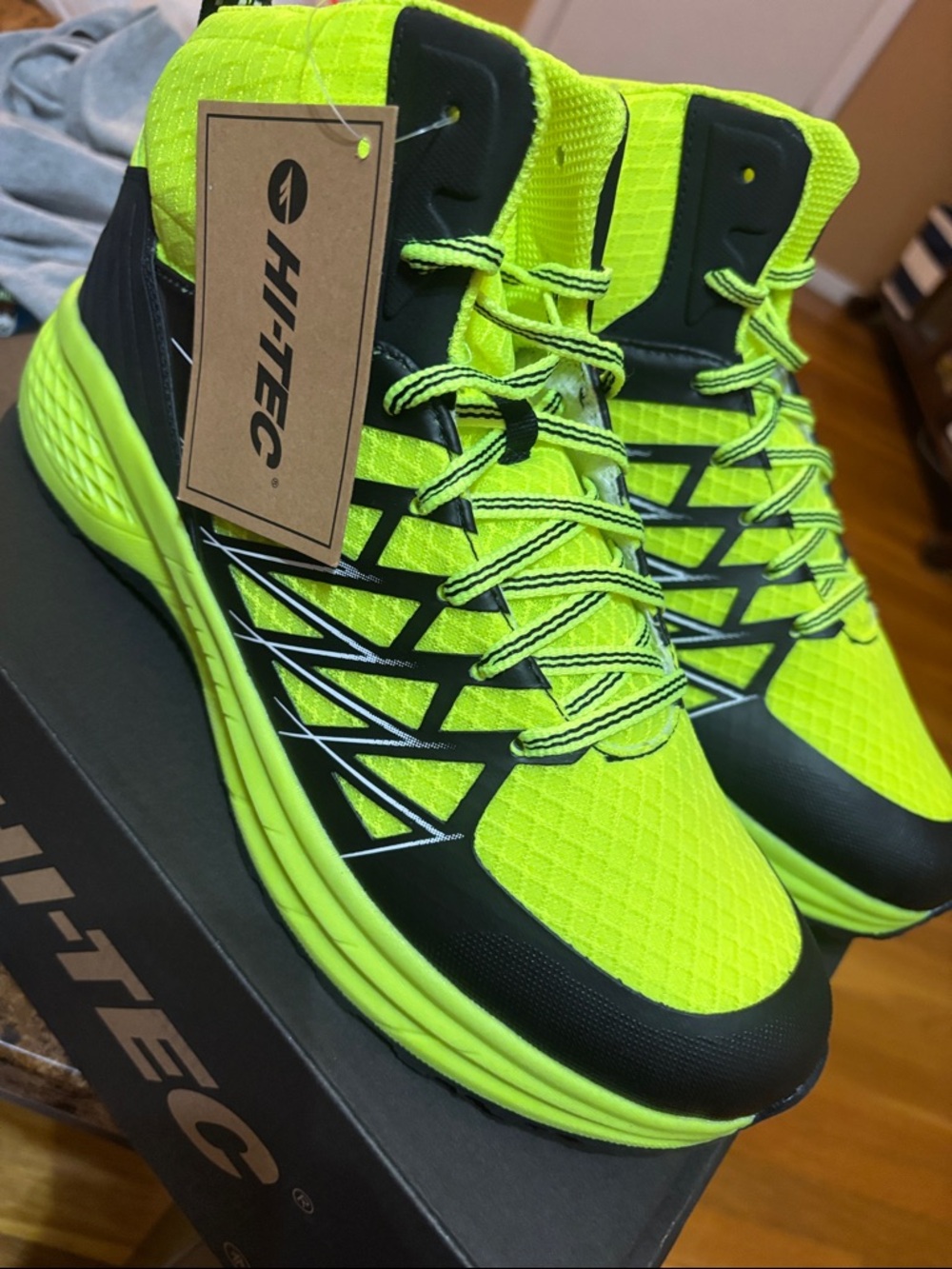 Hi-Tec Men's Neon Yellow and Black Trail Runner Boot